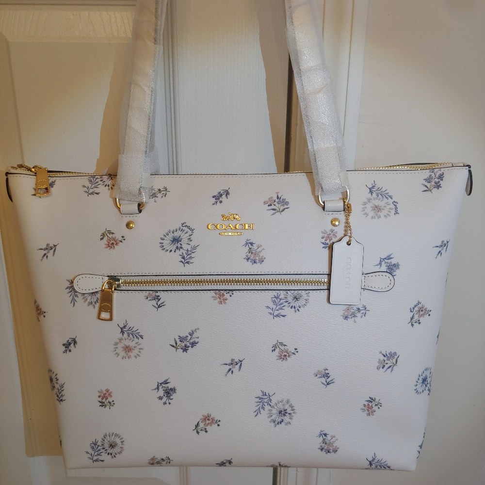 Coach Dandelion Floral Print Gallery Tote Im/Chalk - Picture 4 of 9